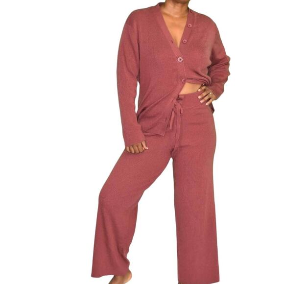 Mila Owen Jumpsuit Orange Ribbed Sweater Knit Straight Leg One Piece Stretch XS - Picture 14 of 15